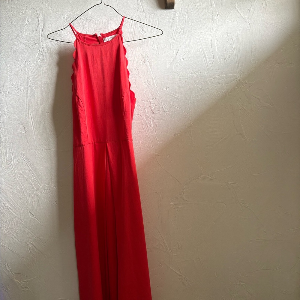Coral Midi Scalloped Dress